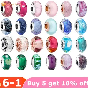 925 Sterling Silver for pandora charms authentic bead Pendant women Bracelets beads New Murano Glass
