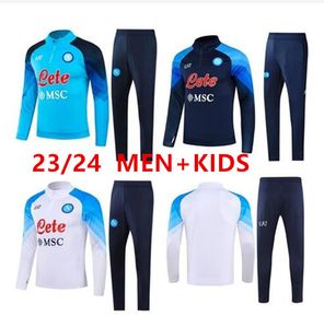 23 24 Half zipr Napoli soccer jersey trackSuit Zielinski 22/23 AE7 D10S SSC Naples Long sleeve jacket set veste training suit uniform MEN AND KIDS