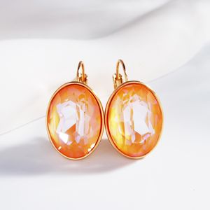 Hoop Huggie Boucles d'oreilles créoles à la mode faites avec du cristal autrichien pour les femmes Party Oval Designer Bijoux élégants Bijoux de Noël Filles Cadeau 230614