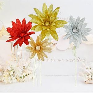 Dekorativa blommor Giant Wedding Flower Golden Flash Daisy Stor konstgjorda krysantemum för DIY bakgrundsväggdekoration