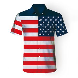 Independence Day Designer shirt mens shirt USA Flag Print Shirt Men New Short Sleeve Chemise Homme Casual Slim Fit Striped Flag Summer Mens 3D Shirts XXXL