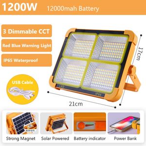 200W Solar Work Light 336LED, tragbares Solarflutlicht mit USB -Ladung SOS -Warnlicht, starker Magnet und Griff für Wanderwerkstatt -Reparaturen von Erkundungen usw.