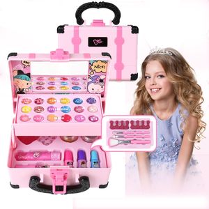 Beauty Fashion Kids Makeup Cosmetics Spela Box Princess Makeup Girl Toy Spel Set Lipstick Eye Shadow Safety Nontoxic Toys Kit For Girl Gift 230614