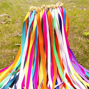 Decoração de festa 100 pçs varinhas de casamento com sinos fita de seda coloridas flâmulas varinhas vara de fada decoração de casa favores de festa de casamento 230615