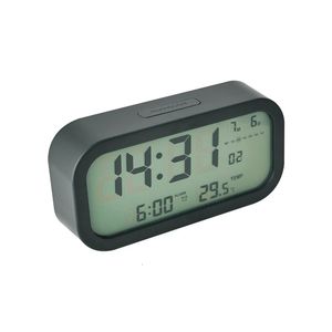 Desk Table Clocks Big Screen Plastic Digital Clock LCD Bedside Light Snooze Alarm Clock 230615