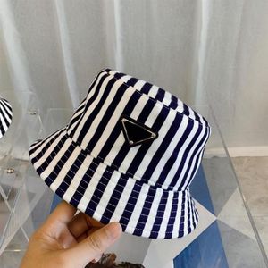 Luxury Triangle Black and White Striped striped bucket hat for Couples - Designer Fitted Cap Casquettes 303T