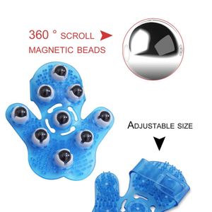 9 roller balls full body massage glove 360° scroll magnetic beads pain relief relax massager tool for neck back shoulder buttocks muscle massager