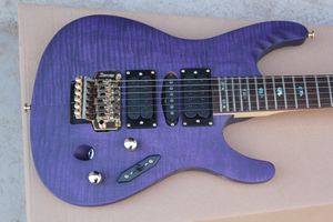 MONSTER AXE Super Thin Herman Li EGEN18 Signature Chitarra elettrica piatta viola trasparente Top in acero fiammato 5 strati Sandwich Neck Flyod Rose Tremolo Bridge Gold Hardware