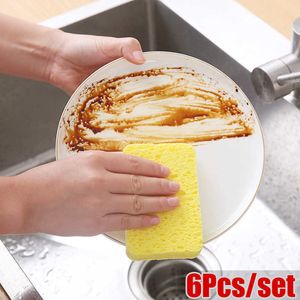 New 6Pcs Cleaning Sponge Cloth Multi-purpose Kitchen Dishwashing Brush Scouring Pad For Dish Pot Wipe Household Cleaning Accessories