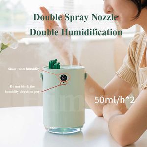 Humidifiers 1000ML Air Humidifier Can Humidity Ultrsonic Cool Mist Aroma Diffuser with Colorful LED Light Cactu USB Humidificador