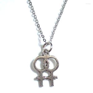 Hänge halsband kvinnlig symbolhalsband feministiskt juveler dubbel logotyp feminism emblem choker kön jämställdhet estetisk gåva