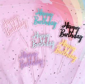 300 Stück Happy Birthday Acryl Kuchendeckel Schwarz Rosa Geburtstag Cupcake Topper Für Jungen Mädchen Party Kuchen Dekorationen SN4169