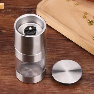 Manual Pepper Mills Salt Shakers One-handed Pepper Grinder Stainless Steel Spice Sauce Grinders 515Q