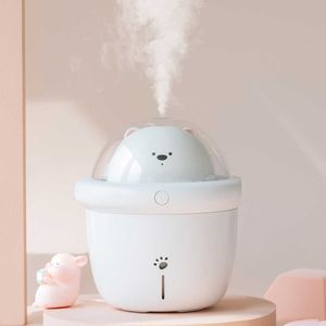 Umidificatori Umidificatore d'aria Lovely Space Bear USB Nebbia fredda ad ultrasuoni con luce LED 200ml Mini diffusore di aromi d'acqua per auto