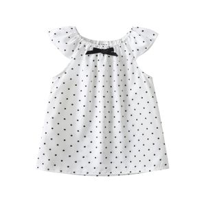 Sommarväst flickor topp baby kläder polka dot t-shirt båge