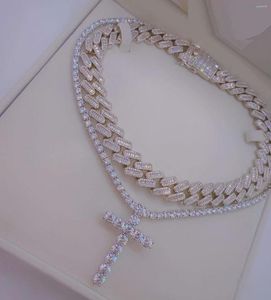 Choker Iced Out Cuban for Women 5a Square Round Cz Hip Hop 15mm Chain Lady Necklace