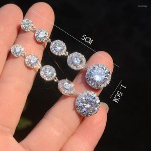 Stud Earrings Long 925 Sterling Silver Diamond Cz Dangle Earring Jewelry Moissanite Party Wedding Drop For Women Bridal Gift