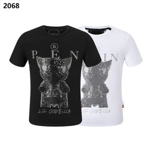 Phillip Plain Summer Męska Czaszka Rhinestone T-shirt Koraliki mody Projektant męskiej T-shirt TOP QP LITT LITH HEFOIDERY MĘKOWA MĘCA Kobiety Kobiety z krótkim rękawem 2068 2068