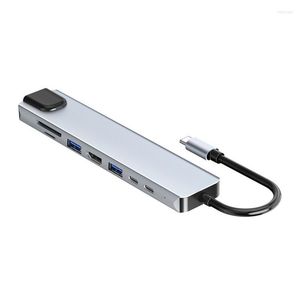 Splitter typ C Docking Station 8 i 1 USB Extender Plug and Play för tangentbordskrivare Laptop Mice Hard Drive Card