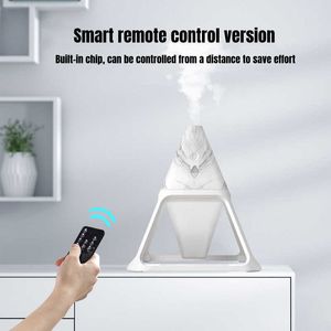 Umidificatori USB Piramide di venature del legno Umidificatore d'aria Telecomando Aromaterapia Diffusore essenziale con lampada calda Aroma