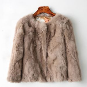Casaco Feminino de Inverno Feminino The Real Rabbit Fur Natural Rex Fashion Super Fino Jaqueta de Couro 230615