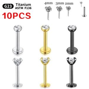 Labret Dudak Piercing Takı Toptan 10 PCS G23 Stud Zircon 201816g Küçük Küpe Düşman Kadınlar İnce Set Vücut Jewelri 230614