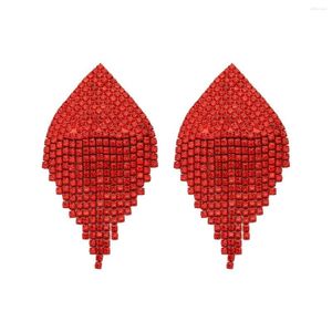 Orecchini pendenti Dvacaman Trend Design impreziositi da nappa di strass per le donne Festa di nozze in cristallo rosso super festivo