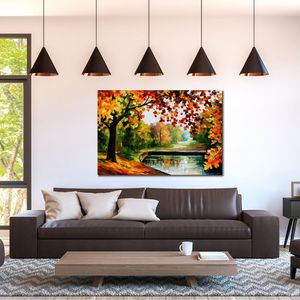 Vibrant Street Art on Canvas Far Hills Handmade Contemporary Oil Painting for Living Room Wall