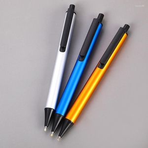 Geri çekilebilir tükenmez kalem metal imza kaymaz kavrama 1.0 uçlu siyah mürekkep yazma Ofis için pürüzsüz yaz