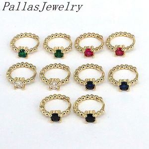 Hoop Huggie 10Pairs Vintage Colorful CZ Crystal Hoop Earring for Women Classic Green Red Blue Clear Round Zircon Earrings Fashion Jewelry 230614