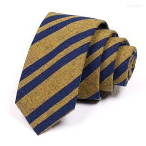 Papillon da uomo di marca giallo blu 6 cm cravatta classica a righe per uomo vestito da lavoro collo da lavoro cravatta formale moda di alta qualità