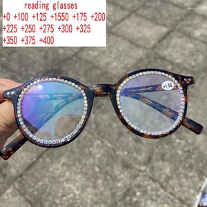 Lunettes de soleil mode diamant étincelle lunettes de lecture femmes rondes multicolore strass lunettes Anti bleu presbytie XN