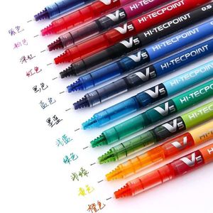 Gel Pens 6/12pcs Japan Pilot V5 Hi Tecpoint Straight Riquid Roller Pen大容量速乾性インク0.5mm針チップブラックレッドブルー230615