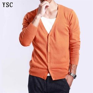 Herrtröjor Yunshucloset Spring Multi Colored V Neck Solid Color Sweater Ytterkläder Male Cashmere Cardigan Sticked 230615