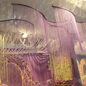 Decorazione per feste 1x2 m Nappa lucida Flash Silver Line String MultiColor Curtain Window Divisor Sheer Home Layout Wedding