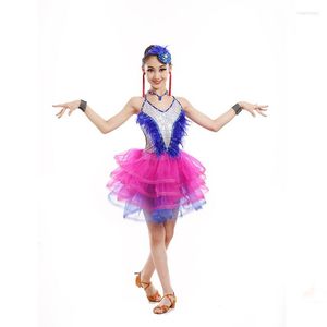 Stage Wear Children Modern Dance Dress Paillette Kid Latin Sequins Skirt Waltz Tango Cha Kids