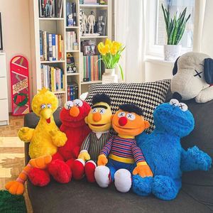 Pluszowe lalki 45-54 cm Sezamne Pluszowe zabawki lalki Elmo Cookiemonster Bigbird Ernie Bert Figures Soft Plush Birthday Gift Toy do dekoracji 230614