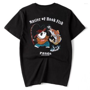 Erkek Tişörtleri Güzel Panda Nakış Deseni Moda Gevşek Kısa Kollu Tees Yaz 2023 Yüksek kaliteli pamuk nefes alabilen gömlek M-4XL