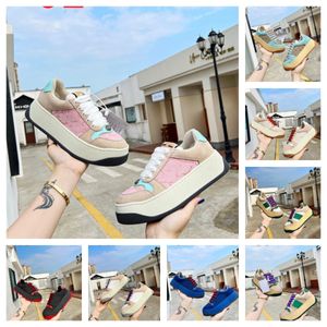 Designer 50mm Tennis Treck Canvas Shoes Thick Bottom Interlocking G chunky sole height Flat sneaker Lace-up Italy Luxurys Shoes size 35-45