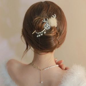 Nuovi modelli di strass Hair Ball A Word Clip Top Price Hair Clip Snowflake Antler Grip Clip Girl Pearl Christmas Headdress