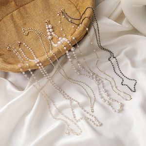 Pendant Necklaces Korean Hanging Neck Mask Rope Anti-lost Lanyard Chain Retro Pearl Crystal Beaded Necklace