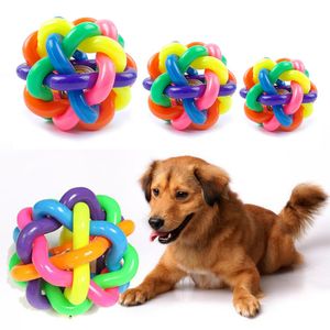 Giocattoli sonori per animali domestici arcobaleno che lavora a maglia colorati Piccoli campanelli palla giocattoli puzzle di protezione ambientale Addestramento di cani e gatti Essenziale