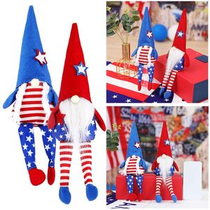 Decorative Figurines Gnome Outdoor Yard Gnomes Statues 2PC Independence Day Faceless Ornament Star Doll Decoration High