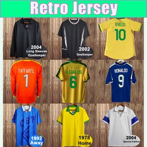 1998 Dunga Retro Mens Soccer Jerseys R.Carlos Kaka 1994 Romario Pele 2000ナショナルチームRonaldinho Rivaldo Home Away Goalkeeper Football Shirtsユニフォーム