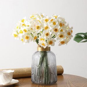 Decorative Flowers 6Pcs Good False Flower Eco-friendly Easy To Clean Fabric Fake Narcissus Plants Wedding Decor