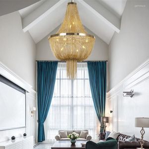 Lustres Moderno Luxo Corrente Lustre Iluminação Sala de Estar Decoração de Casa LED Design de Interiores de Quarto Pingente de Borla Dourada