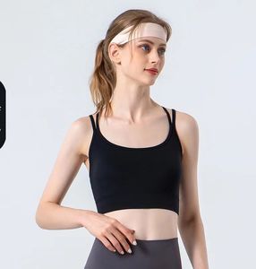 Lulucross Back Sports BH för kvinnor Våren och sommaren ny medium styrka yoga fitness spaghetti rand sportbh