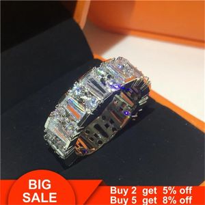 Luxus Silber Farbe Ring AAAAA Zirkonia Eternity, Verlobung, Hochzeit Band Ringe für frauen männer Party Finger Schmuck