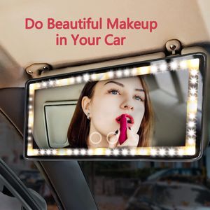 Car Sun Visor Vanity Mirror Makeup Mirror with 3 Light Modes equipped Rechargeable Led Light Car Mirror with Dimmable Touch