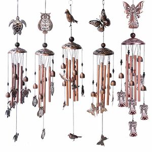 Decorações de jardim de metal vintage sinos de vento pássaro coruja sinos de vento retrô bronze sinos de vento com decoração de gancho em forma de s para interior ao ar livre nórdico 230614